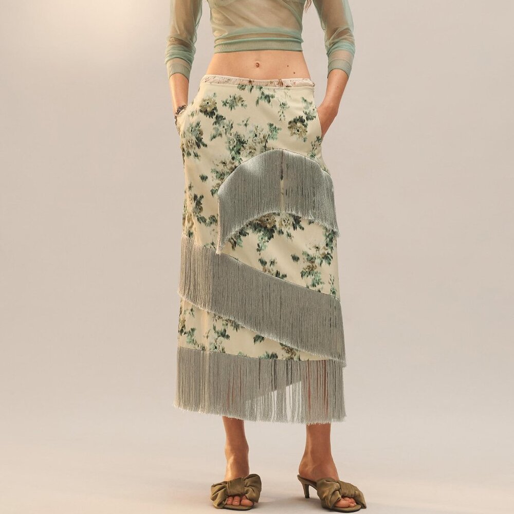 ❗️BLOGGERS FAVORITE❗️ZARA LIMITED EDITION FLORAL FRINGE SKIRT - Picture 13 of 16